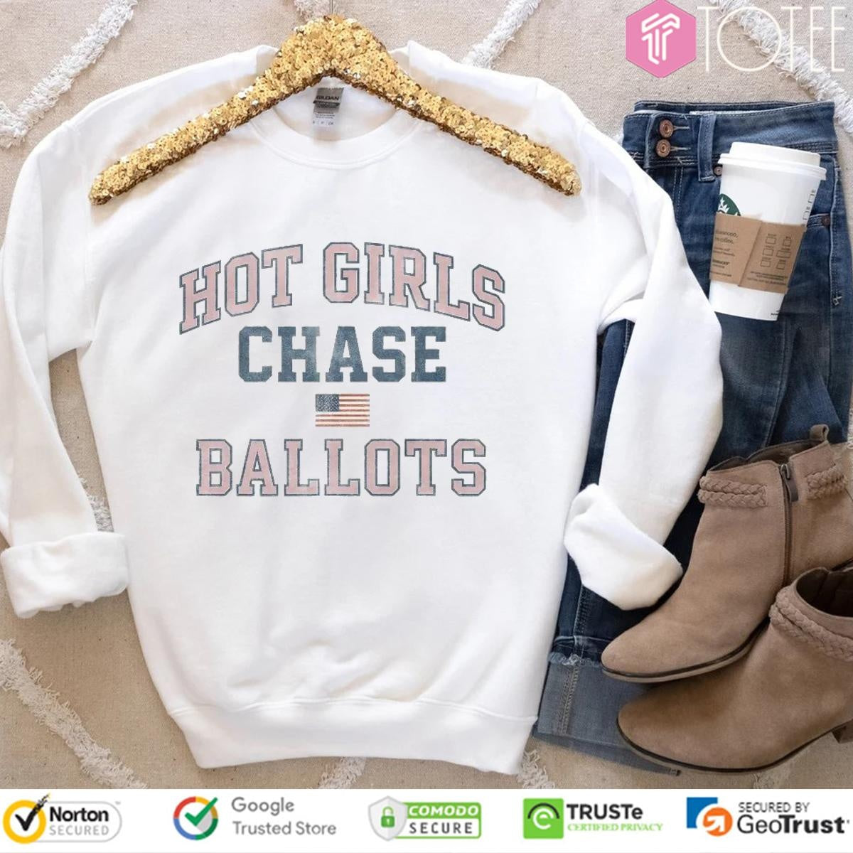 Hot Girls Chase Ballots American Flag 4Th Of July T-shirt