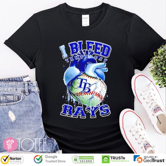 I Bleed Tampa Bay Rays Baseball Heart T-shirt