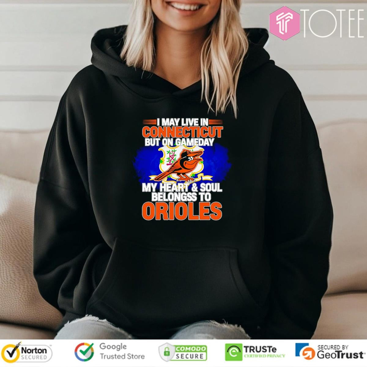 I May Live In Connecticut But On Gameday My Heart & Soul Belongs To Baltimore Orioles T-shirt
