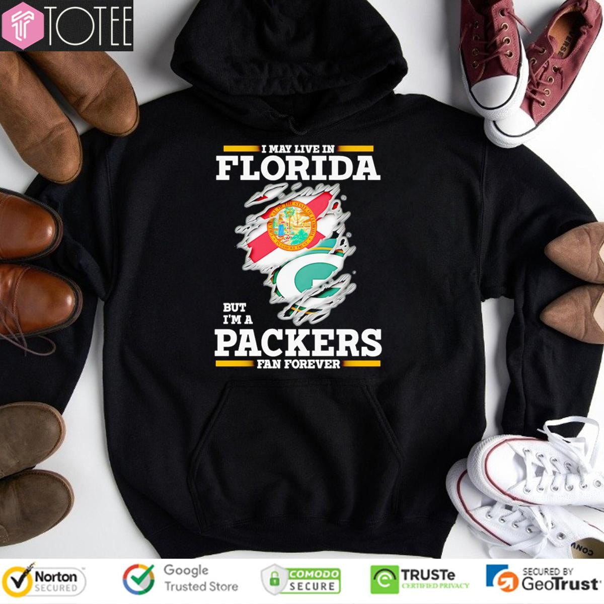 I May Live In Florida But Im A Green Bay Packers Fan Forever Torn T-shirt