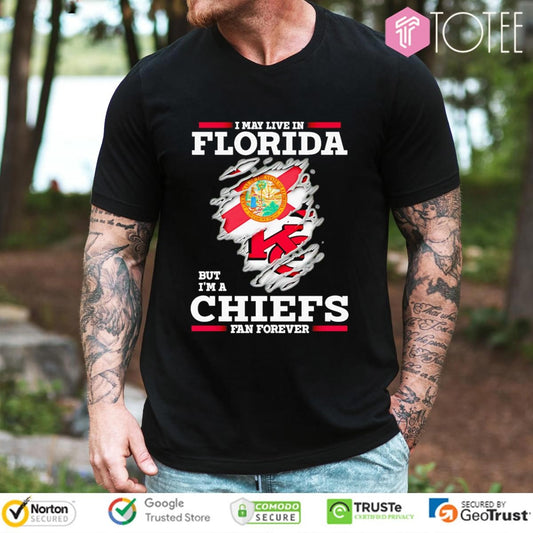 I May Live In Florida But Im A Kansas City Chiefs Fan Forever Torn T-shirt