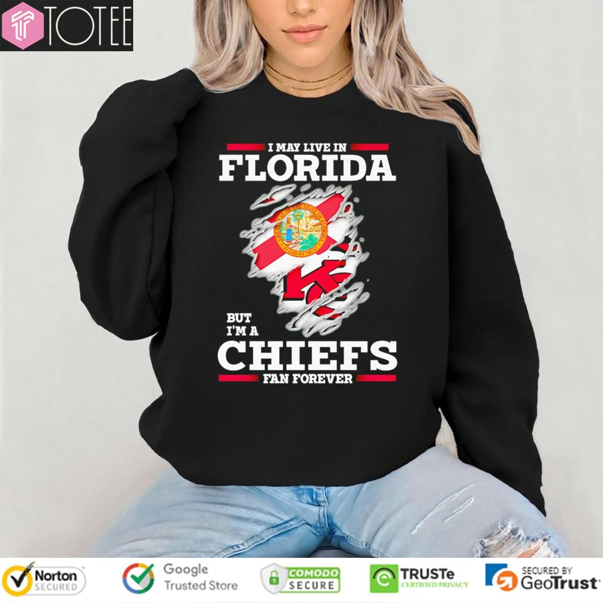 I May Live In Florida But Im A Kansas City Chiefs Fan Forever Torn T-shirt