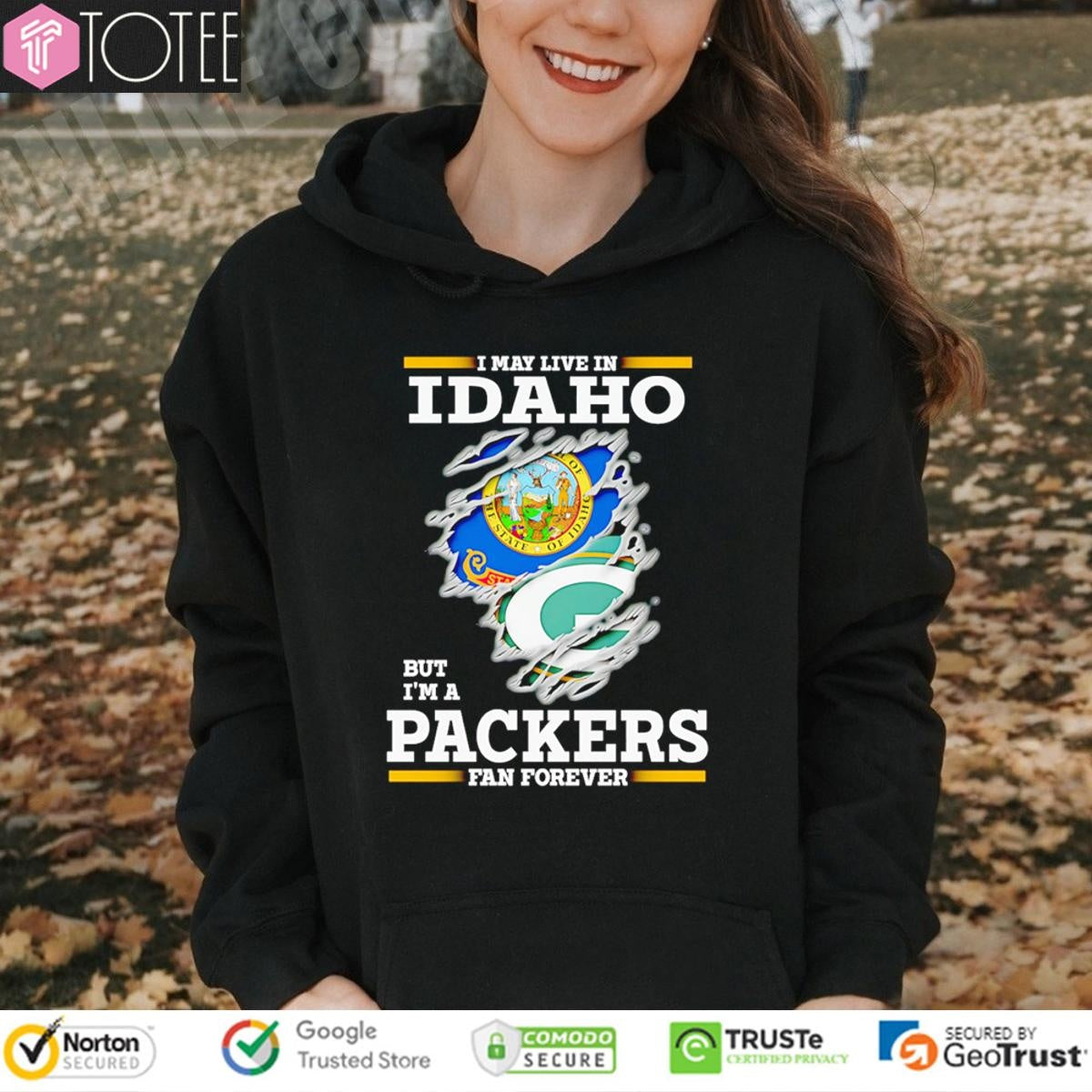 I May Live In Idaho But Im A Green Bay Packers Fan Forever Torn T-shirt