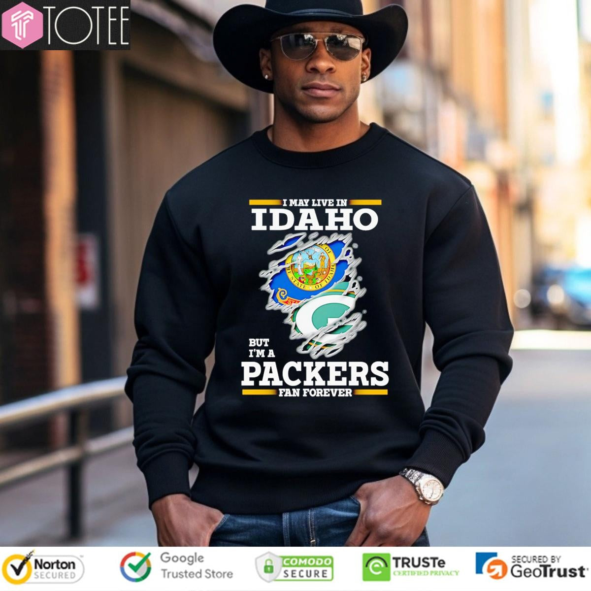 I May Live In Idaho But Im A Green Bay Packers Fan Forever Torn T-shirt
