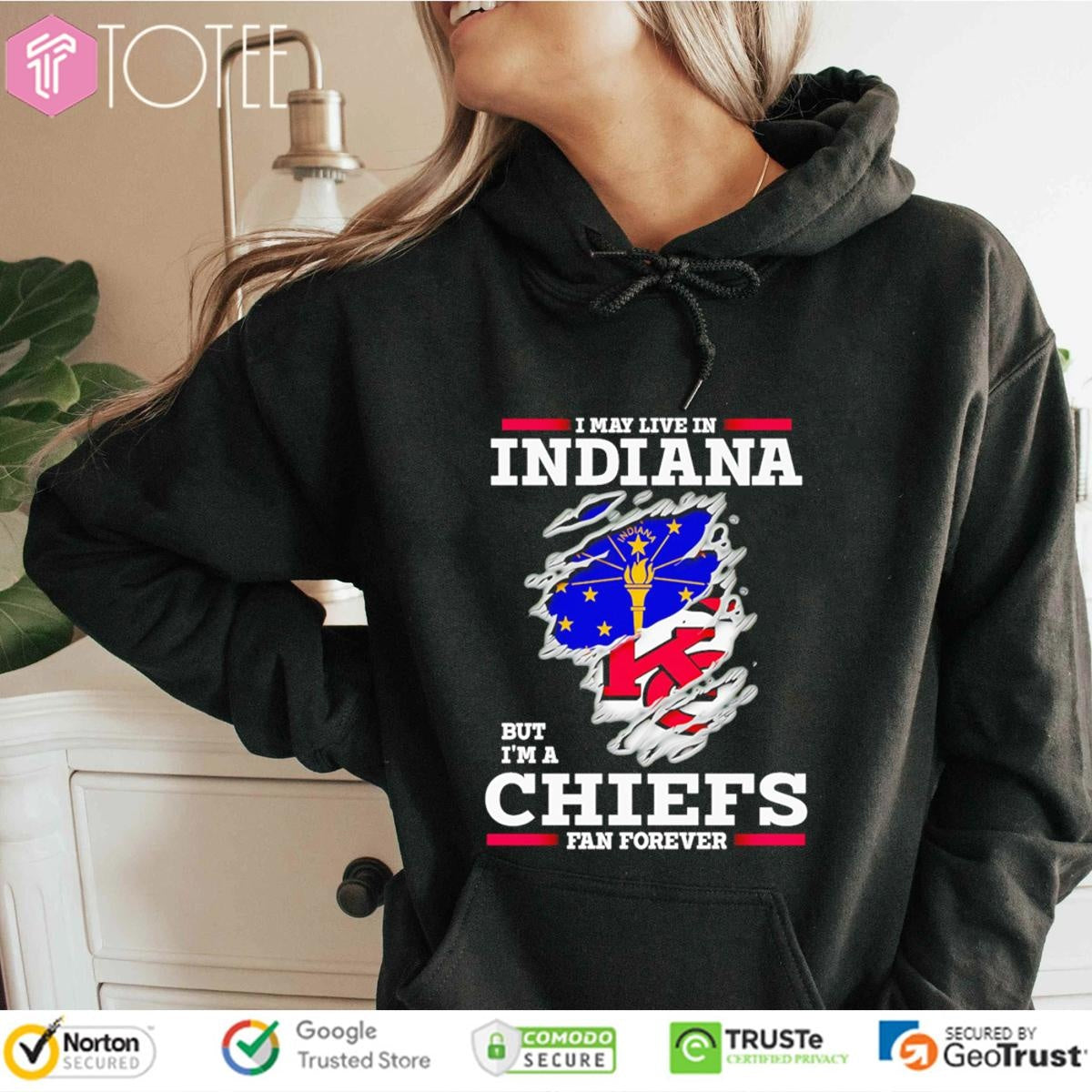 I May Live In Indiana But Im A Kansas City Chiefs Fan Forever Torn T-shirt
