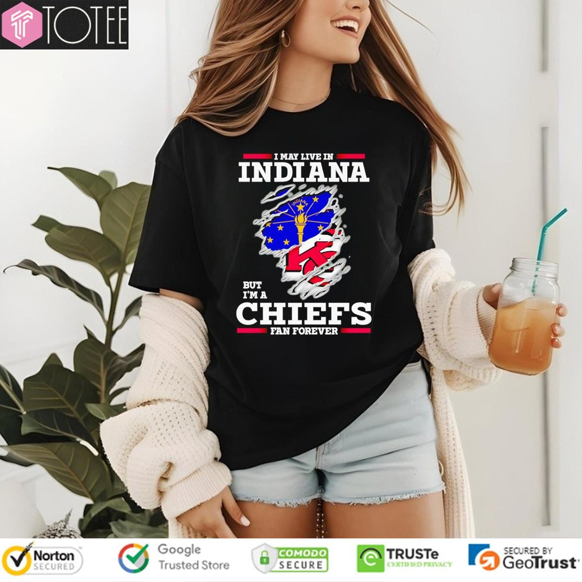 I May Live In Indiana But Im A Kansas City Chiefs Fan Forever Torn T-shirt