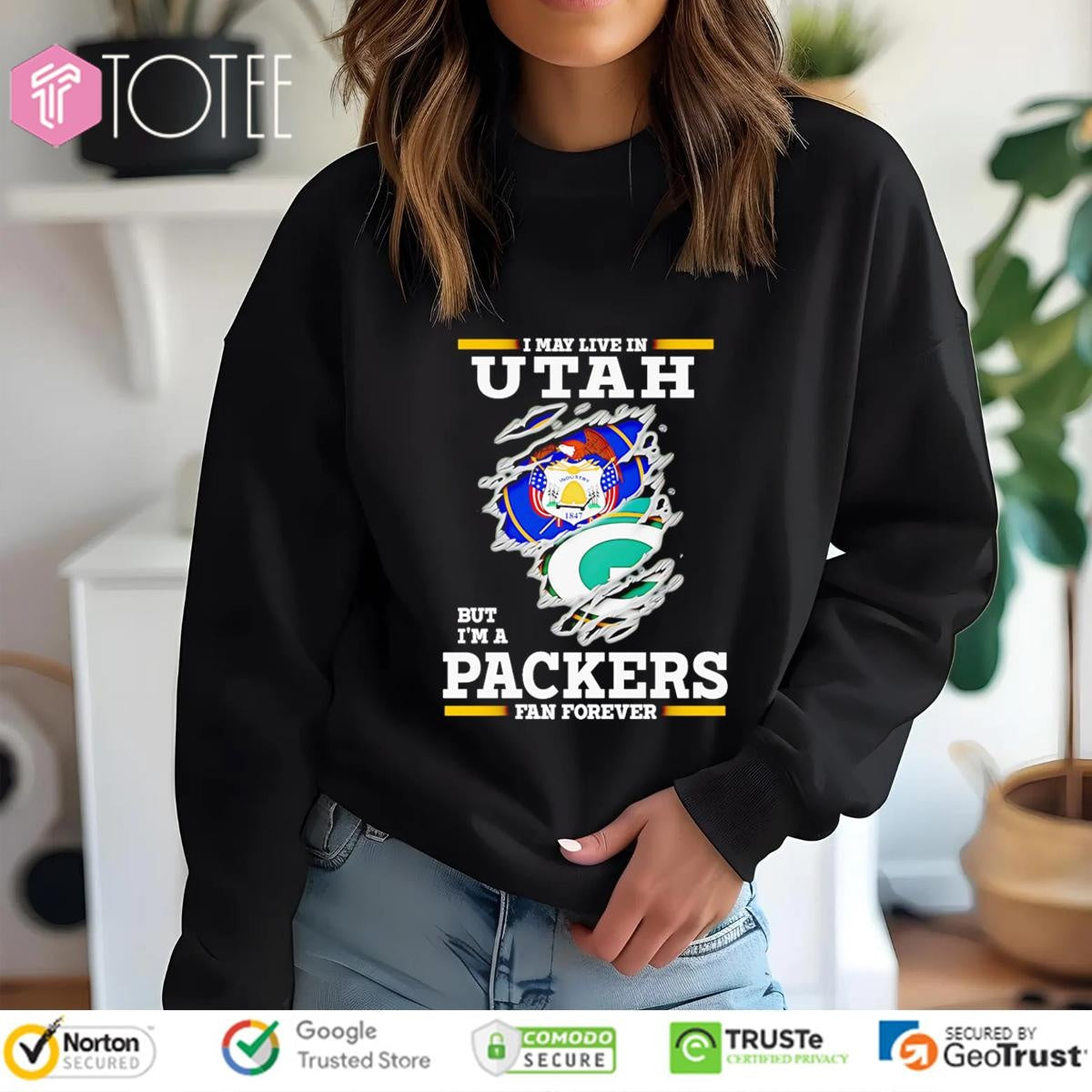 I May Live In Utah But Im A Green Bay Packers Fan Forever Torn T-shirt