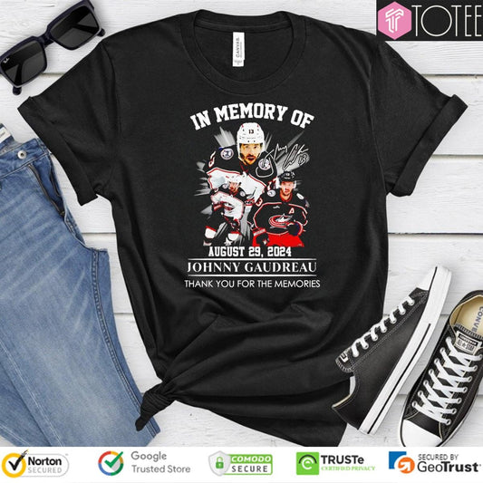 In Memory Of August 29 2024 Johnny Gaudreau Signed Thank You T-shirt