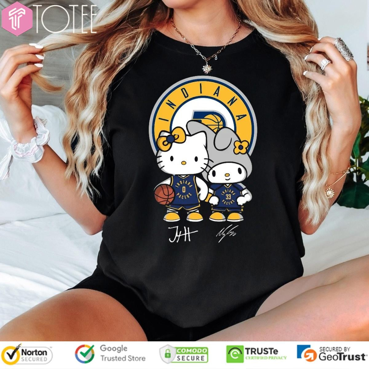 Indiana Pacers Tyrese Haliburton Myles Turner Hello Kitty Signatures T-shirt