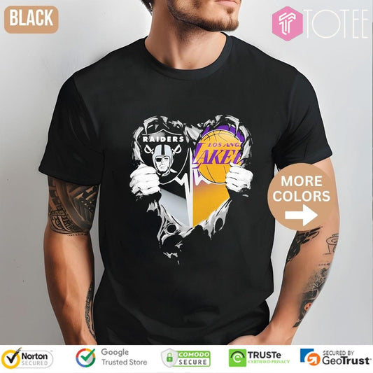 Inside Me Raiders And Lakers Heartbeat T-shirt