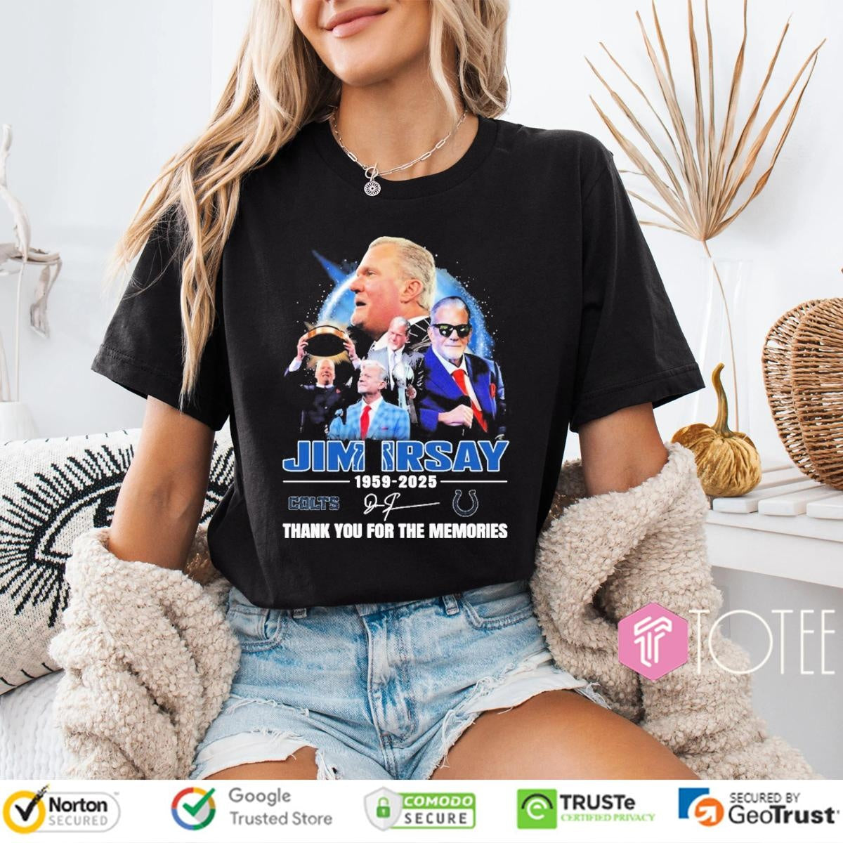 Jim Irsay 1959-2025 Indianapolis Colts Signature T-shirt