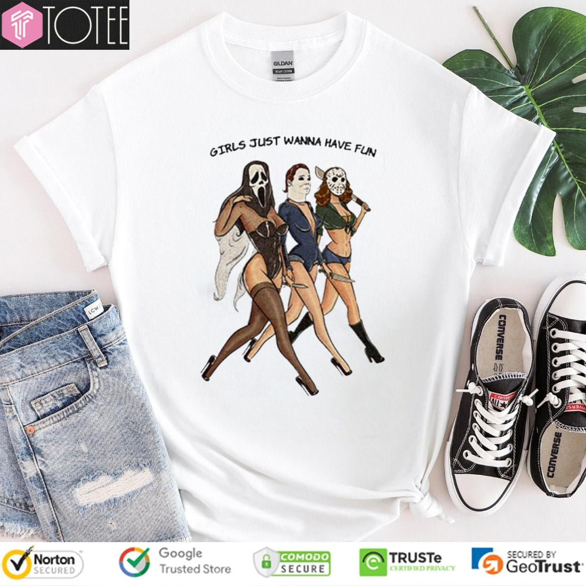 Just Wanna Have Fun Horror Characters Lady Girls T-shirt