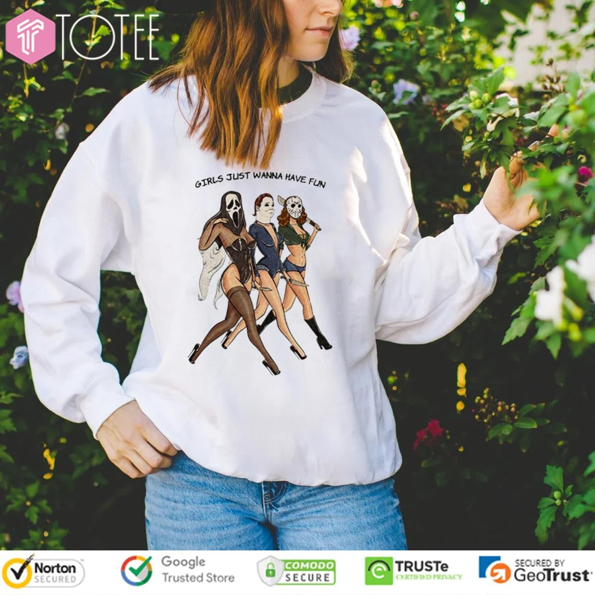 Just Wanna Have Fun Horror Characters Lady Girls T-shirt