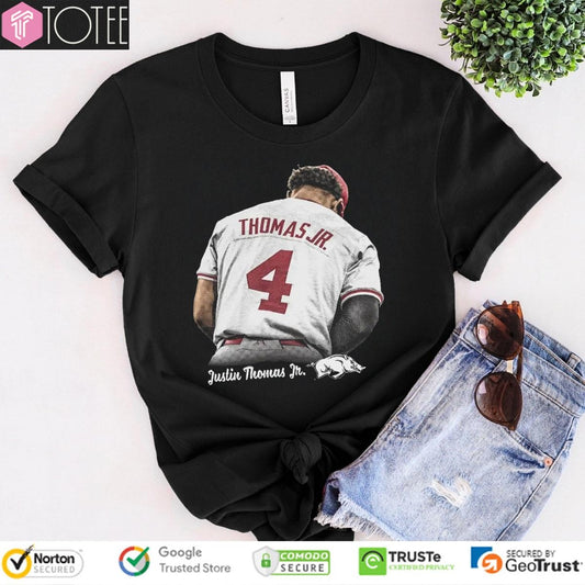 Justin Thomas Jr. 4 Arkansas Razorbacks Baseball T-shirt