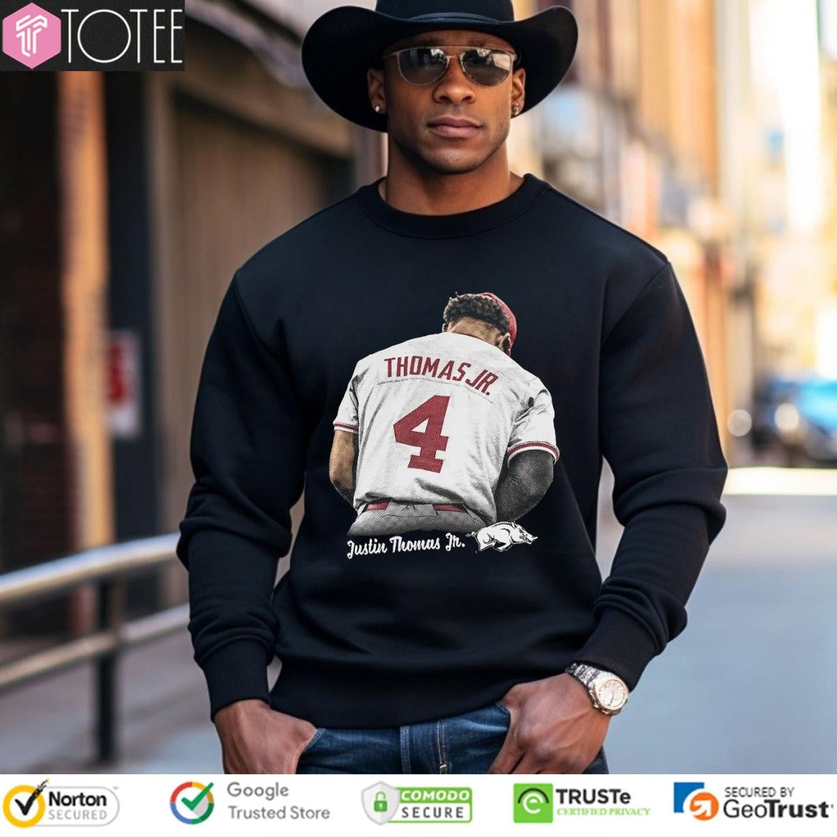 Justin Thomas Jr. 4 Arkansas Razorbacks Baseball T-shirt
