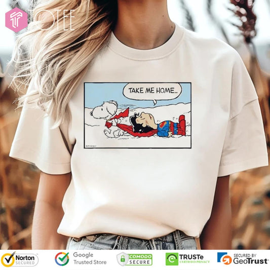 Krypto Superdog Superman Take Me Home Ver Snoopy Charlie Brown T-shirt