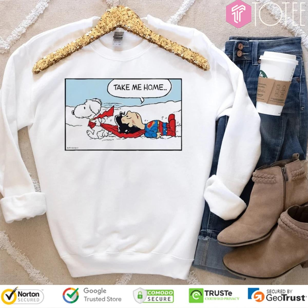 Krypto Superdog Superman Take Me Home Ver Snoopy Charlie Brown T-shirt