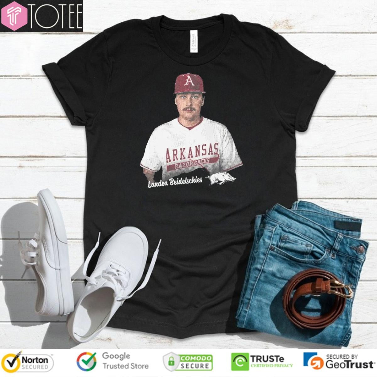 Landon Beidelschies Arkansas Razorbacks Portrait T-shirt