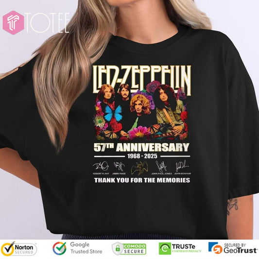 Led Zeppelin 57Th Anniversary 1968-2025 Signatures T-shirt