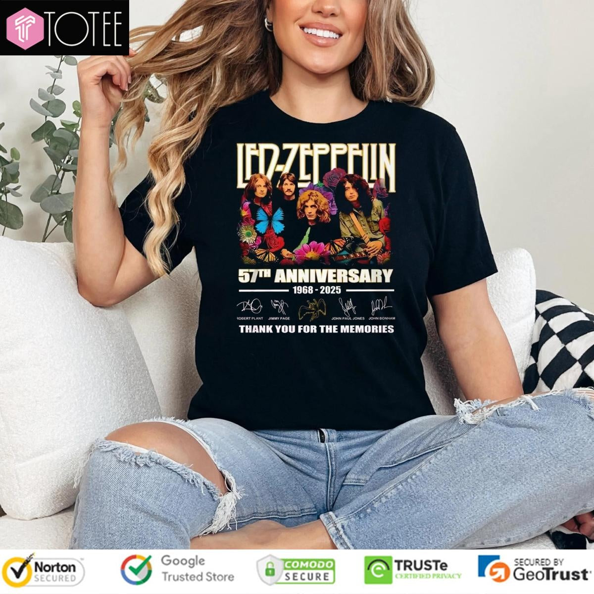 Led Zeppelin 57Th Anniversary 1968-2025 Signatures T-shirt