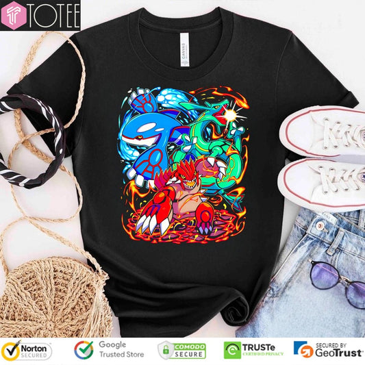 Legendary Pokemon Kyogre Groudon Rayquaza Graphic T-shirt