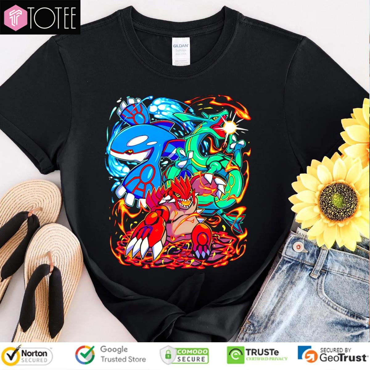 Legendary Pokemon Kyogre Groudon Rayquaza Graphic T-shirt