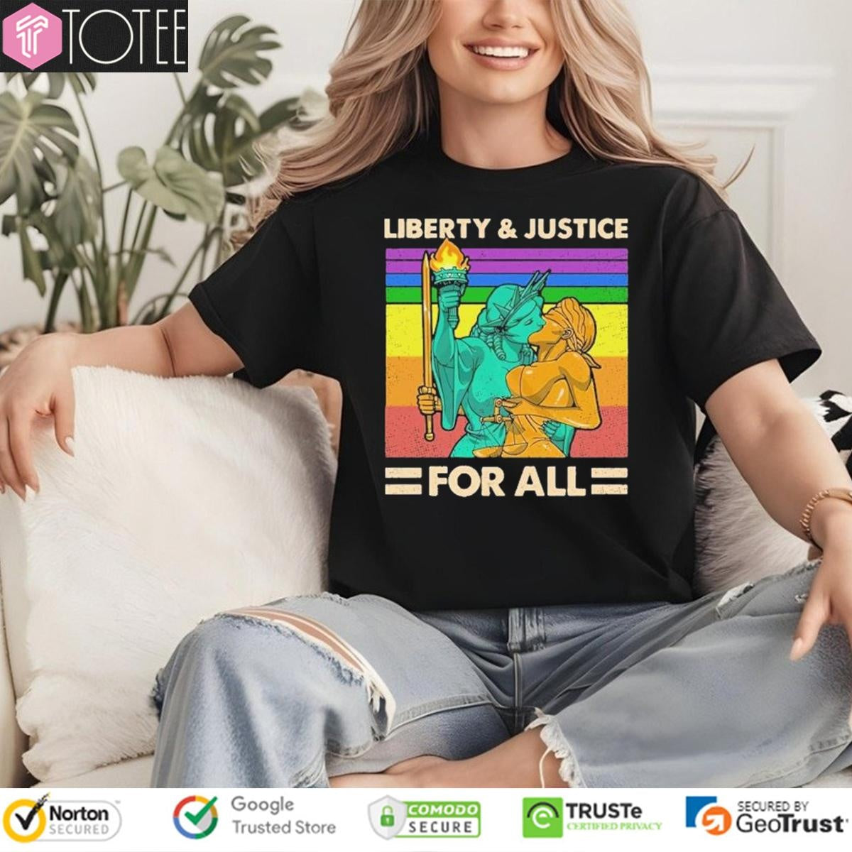 Lgbt Liberty Kiss Justice For All Vintage T-shirt