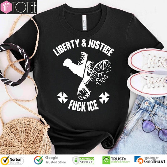 Liberty & Justice Fuck Ice T-shirt