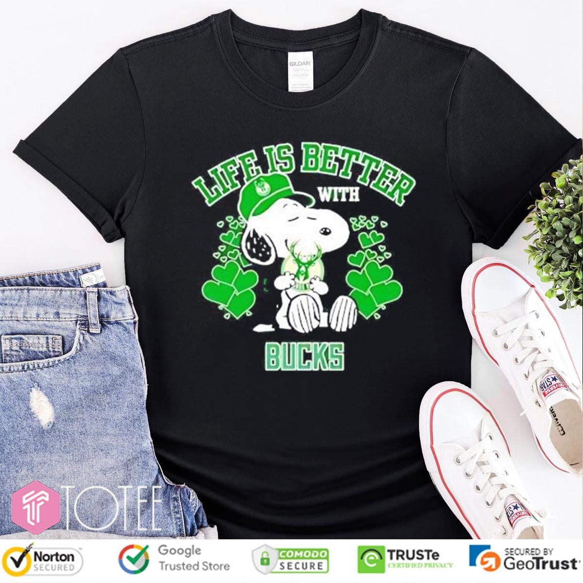 Life Is Better With Milwaukee Bucks Snoopy T-shirt