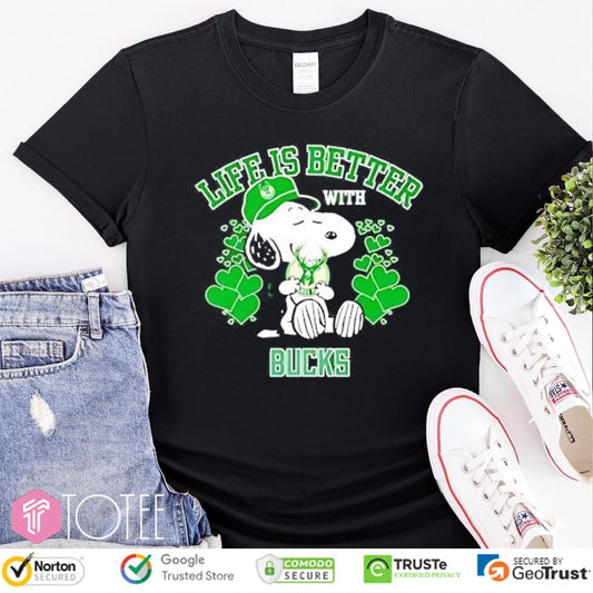Life Is Better With Milwaukee Bucks Snoopy T-shirt
