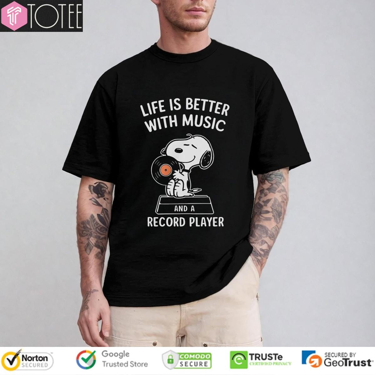 Life Is Better With Music And A Record Player Snoopy T-shirt