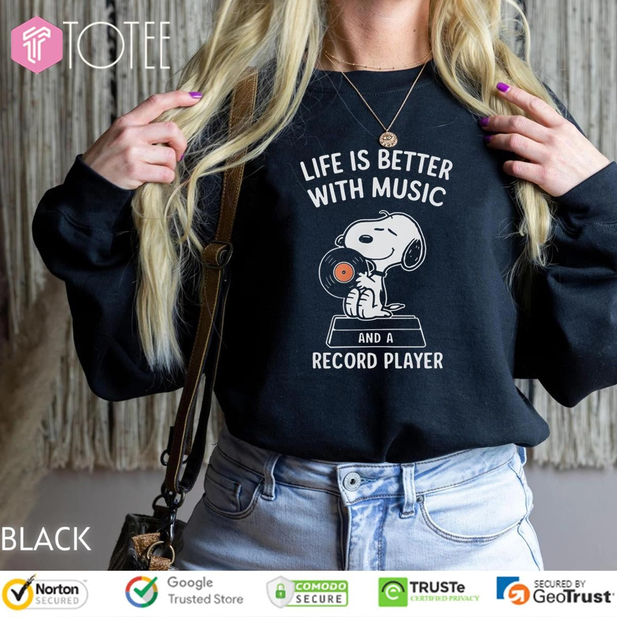Life Is Better With Music And A Record Player Snoopy T-shirt