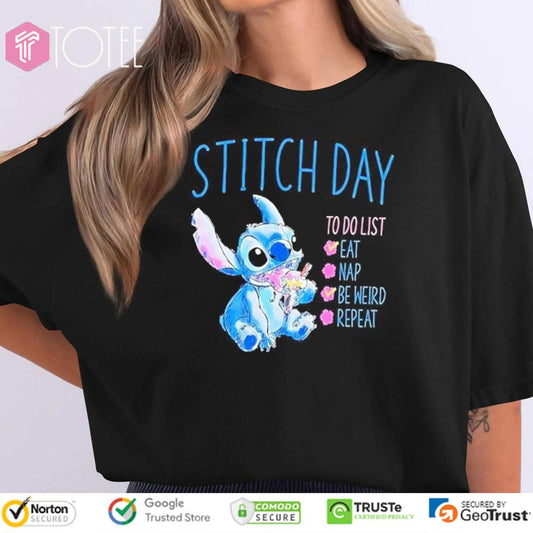 Lilo And Stitch Day To Do List Eat Nap Be Weird Repeat T-shirt