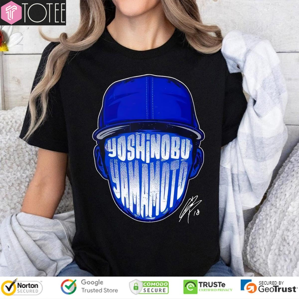 Los Angeles Dodgers Yoshinobu Yamamoto Face Silhouette Signature T-shirt