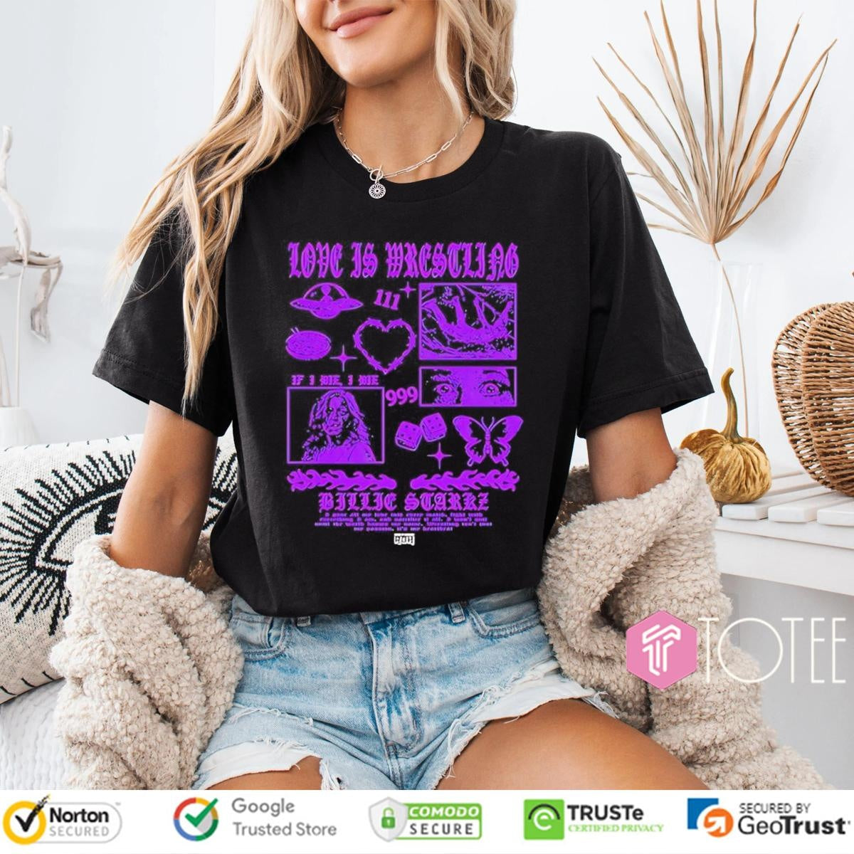 Love Is Wrestling Billie Starkz Retro Graphic T-shirt