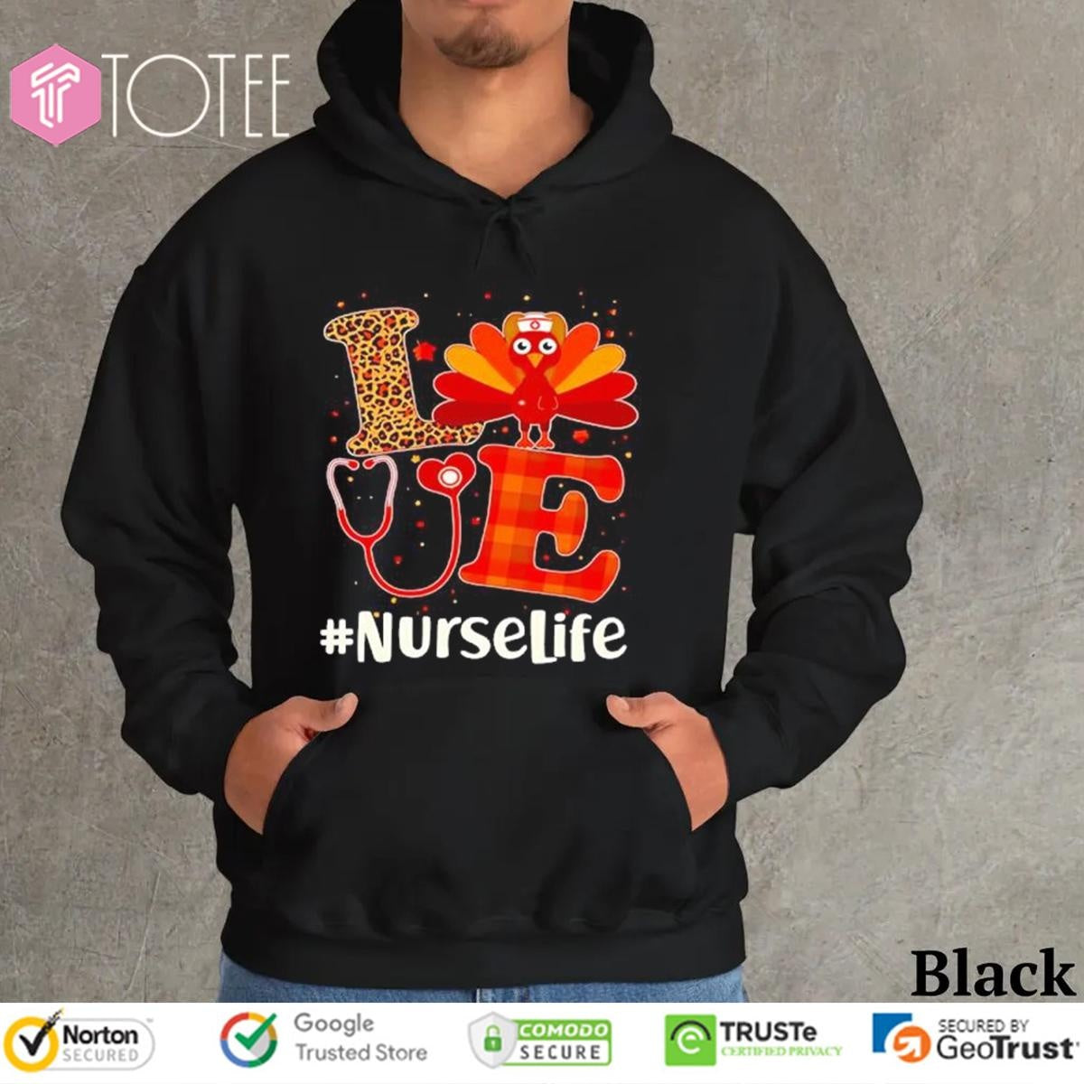 Love Nurselife Turkey Thanksgiving Stethoscope T-shirt