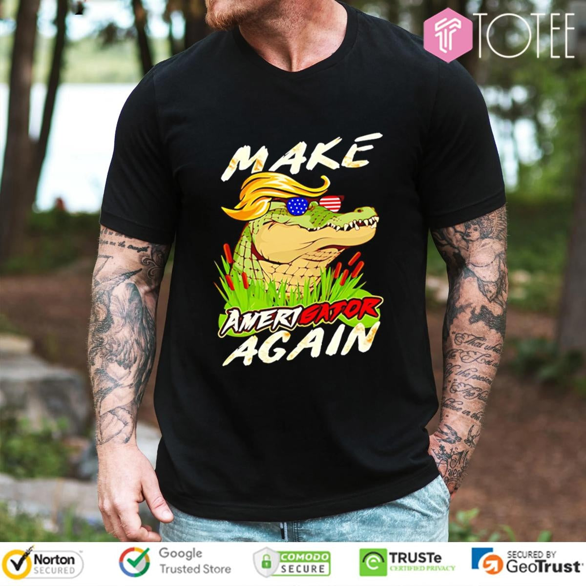 Make Amerigator Again Parody Alligator Trump Maga T-shirt