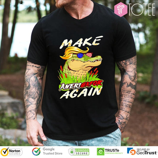 Make Amerigator Again Parody Alligator Trump Maga T-shirt