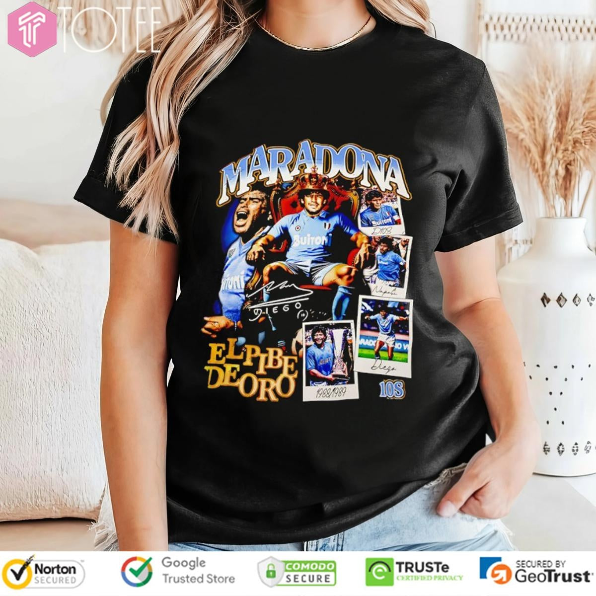 Maradona El Pibe De Oro Signature Vintage Bootleg T-shirt