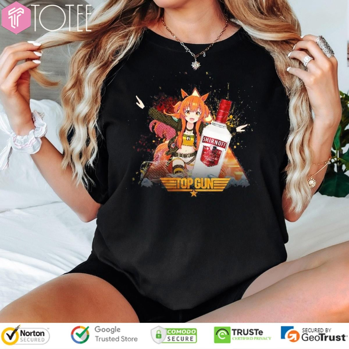 Mayano Top Gun Umamusume Pretty Derby Smirnoff Vodka Anime T-shirt