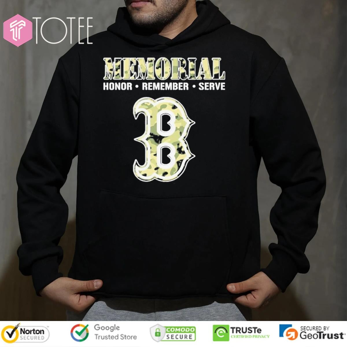Memorial Honor Remember Serve Camo Boston Red Sox Logo Baseball T-shirt