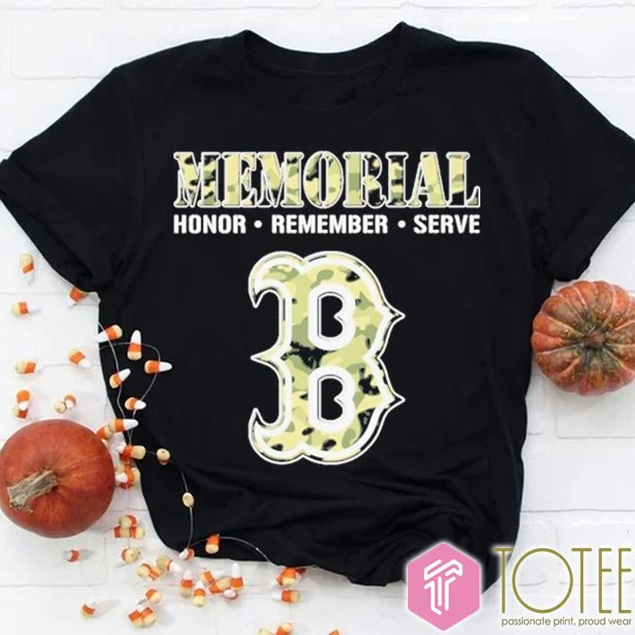 Memorial Honor Remember Serve Camo Boston Red Sox Logo Baseball T-shirt