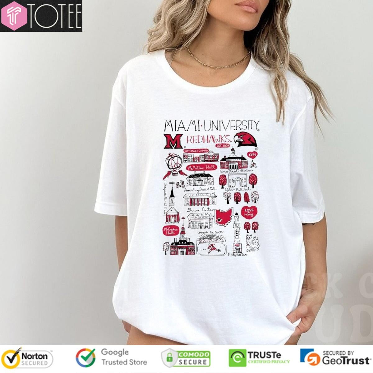 Miami University Redhawks Art Illustration T-shirt