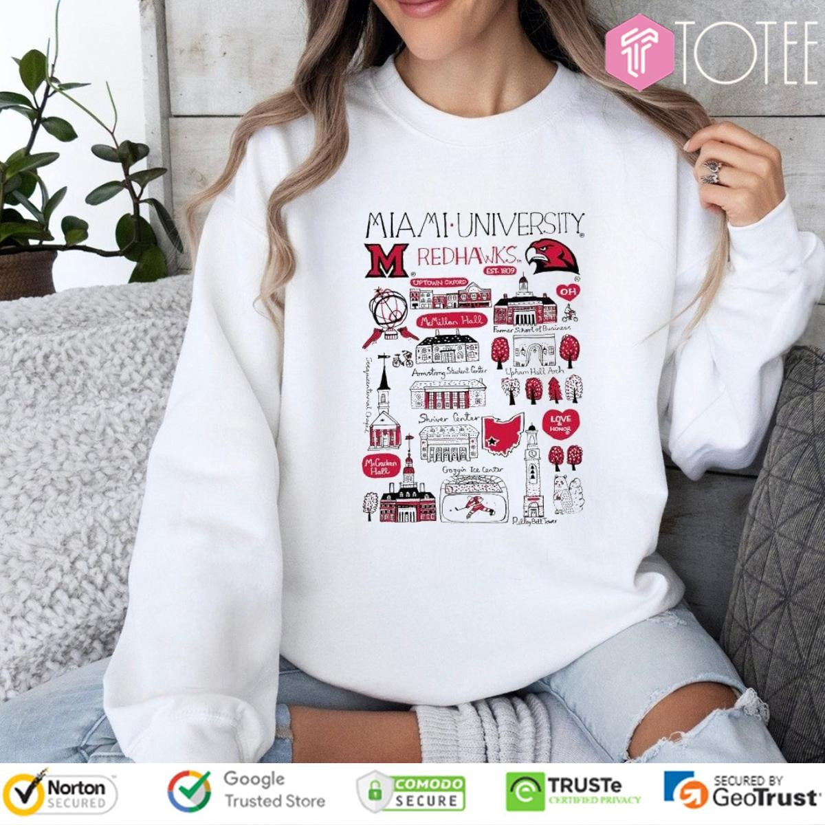 Miami University Redhawks Art Illustration T-shirt