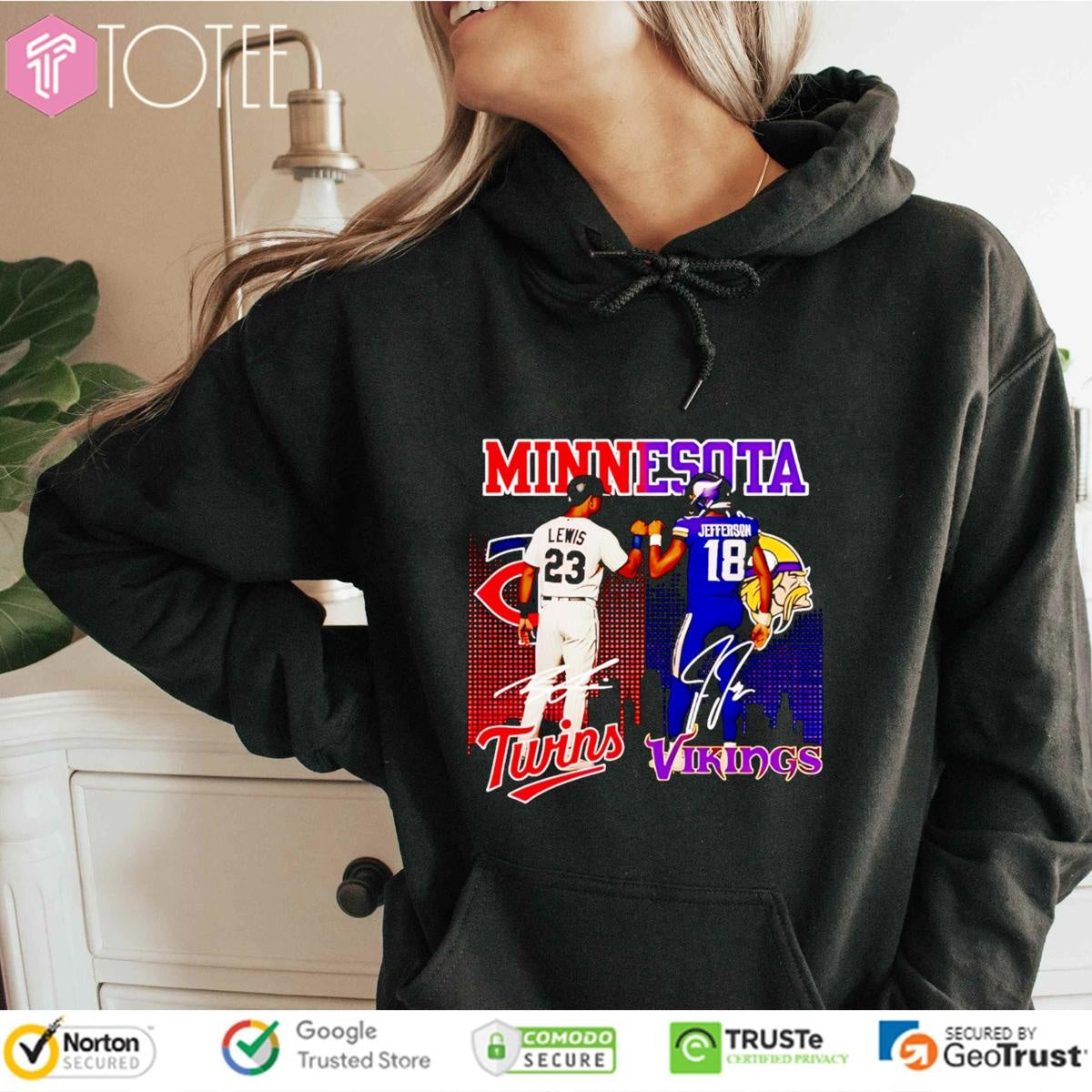 Minnesota Sports Teams Twins And Vikings Lewis And Jefferson Signatures T-shirt