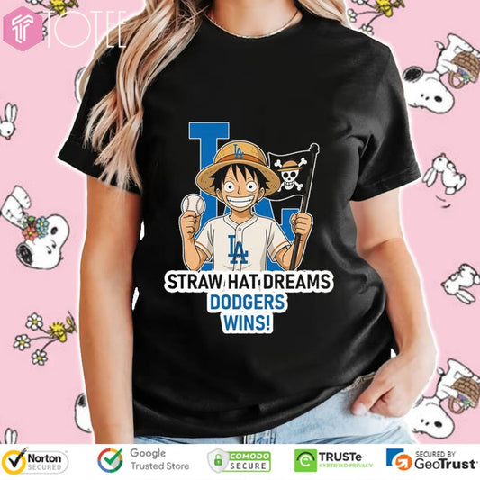 Monkey D. Luffy Straw Hat Dreams Los Angeles Dodgers Wins T-shirt