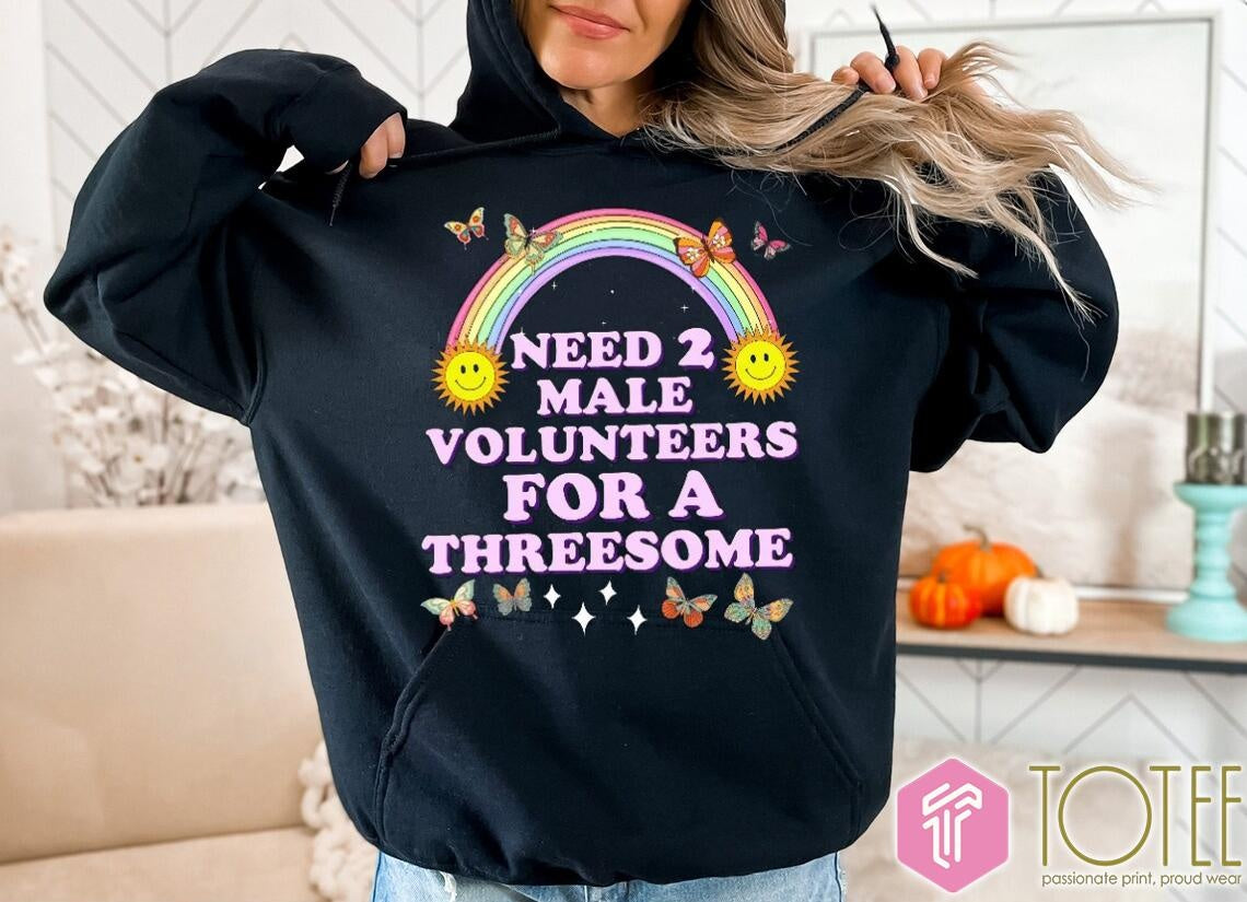 Need 2 Male Volunteers For A Threesome Butterfly Rainbow T-shirt