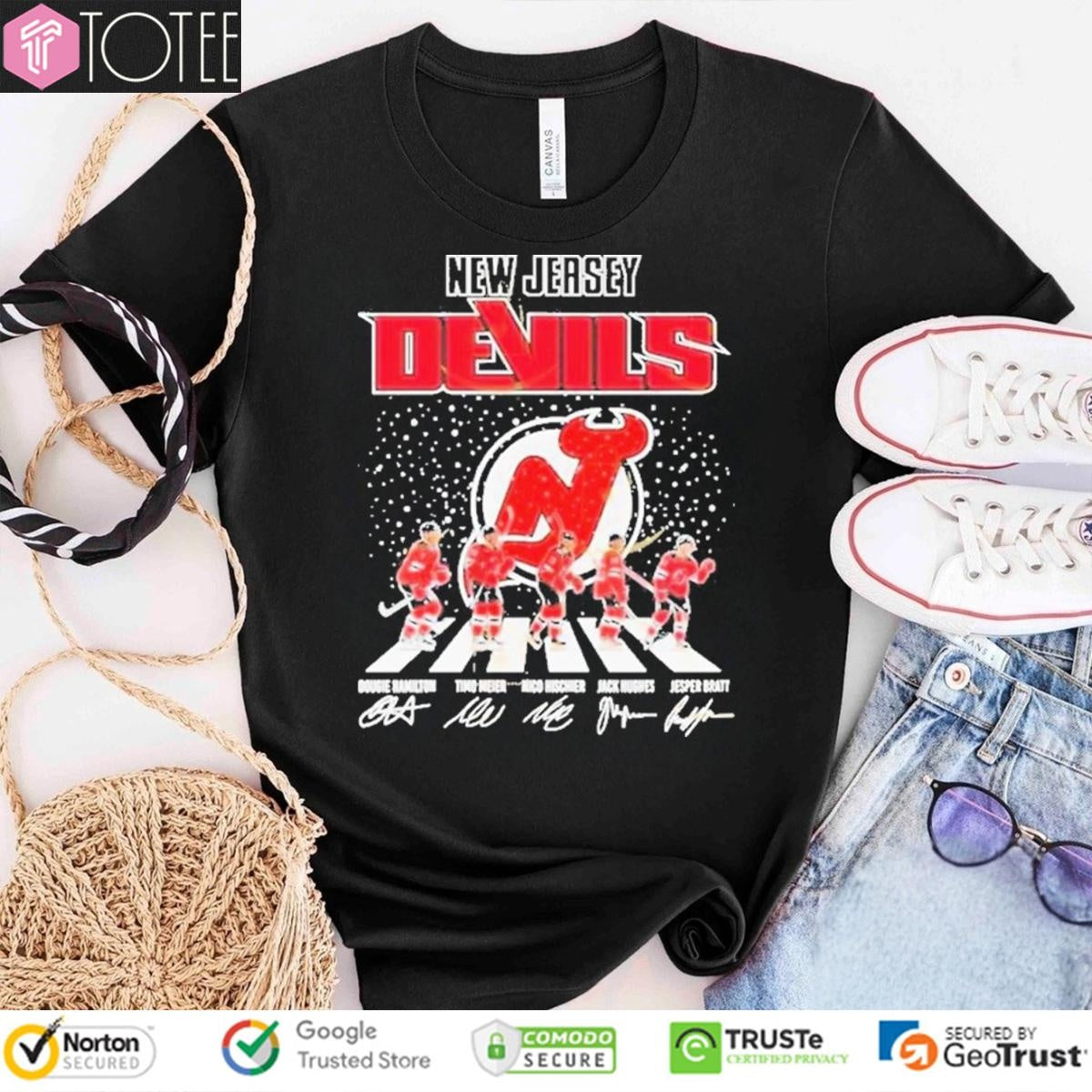 New Jersey Devils Hockey Abbey Road Signatures T-shirt