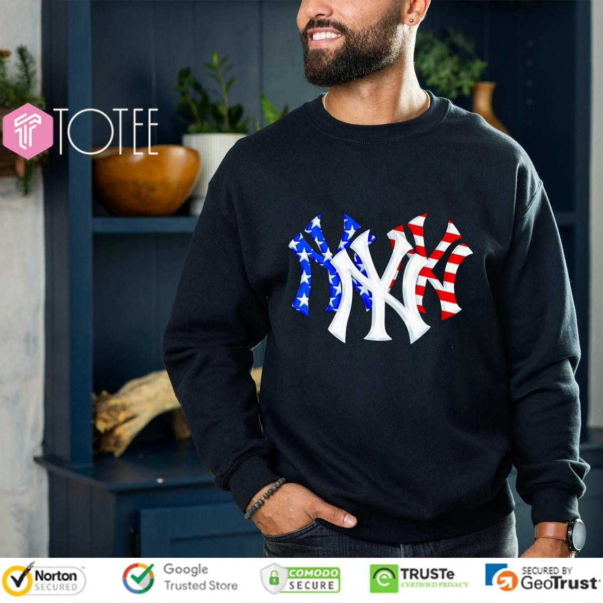 New York Yankees Red White And Blue American Flag 4Th Of July Baseball Logo sweatshirt