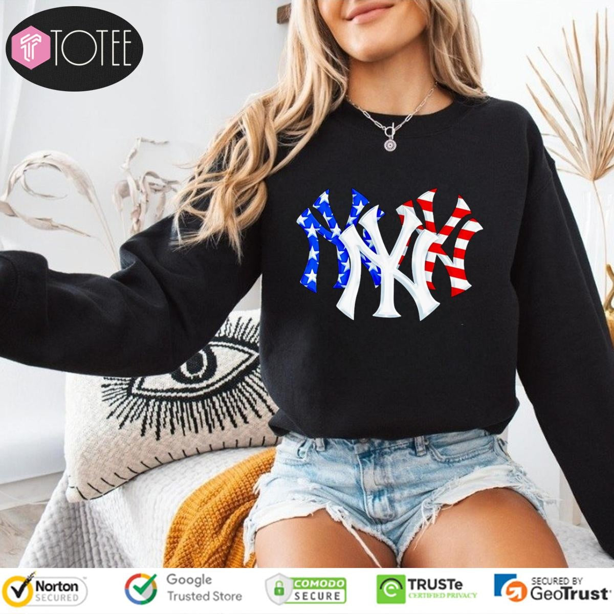 New York Yankees Red White And Blue American Flag 4Th Of July Baseball Logo sweatshirt